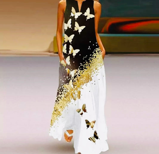 "Gilt-Edged Wings" 3D Botanical Dress