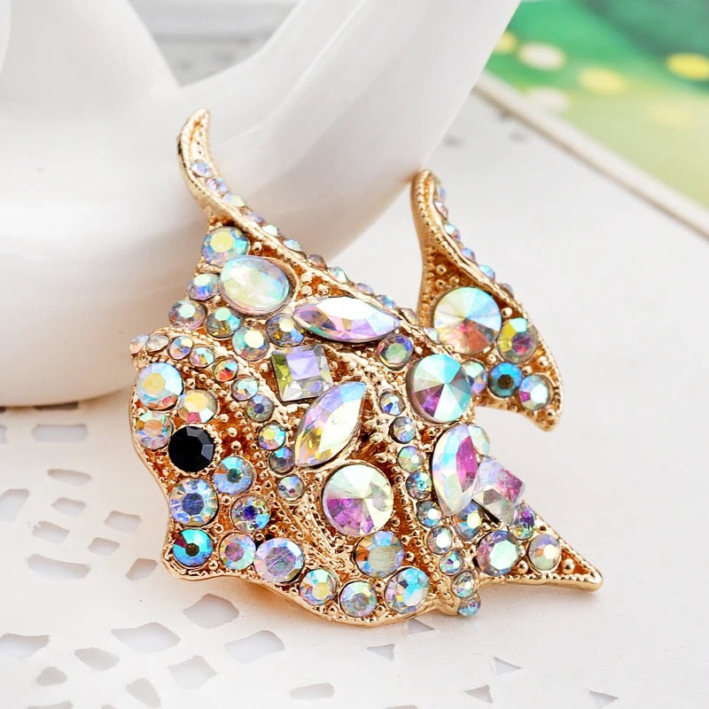 Rhinestone Tropical Fish Brooch