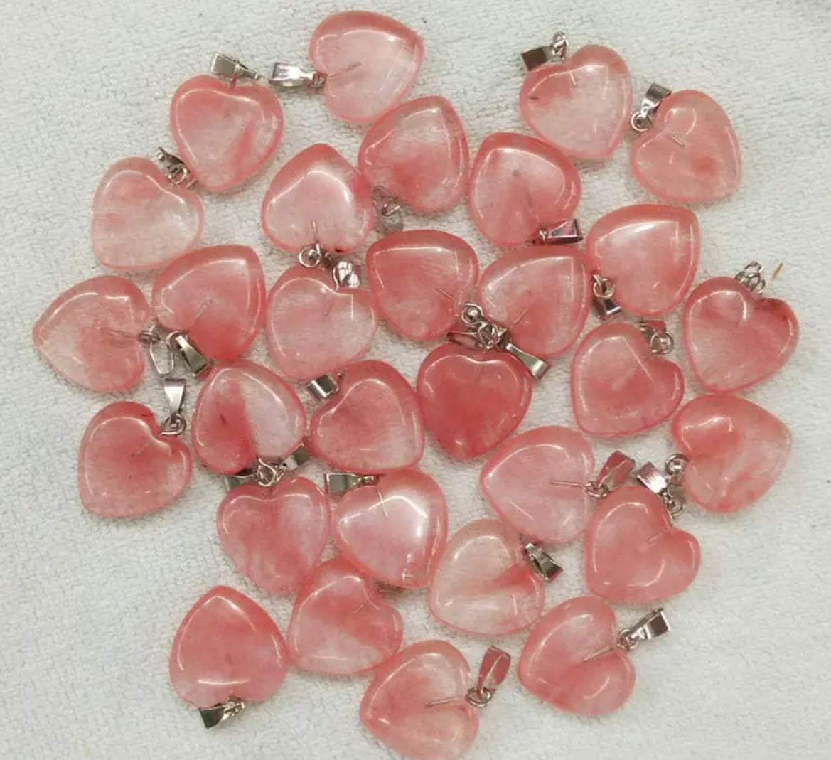 Natural Stone Heart Charms