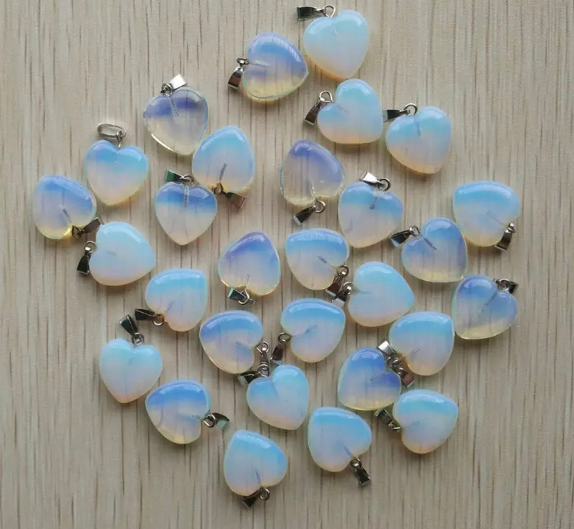 Natural Stone Heart Charms