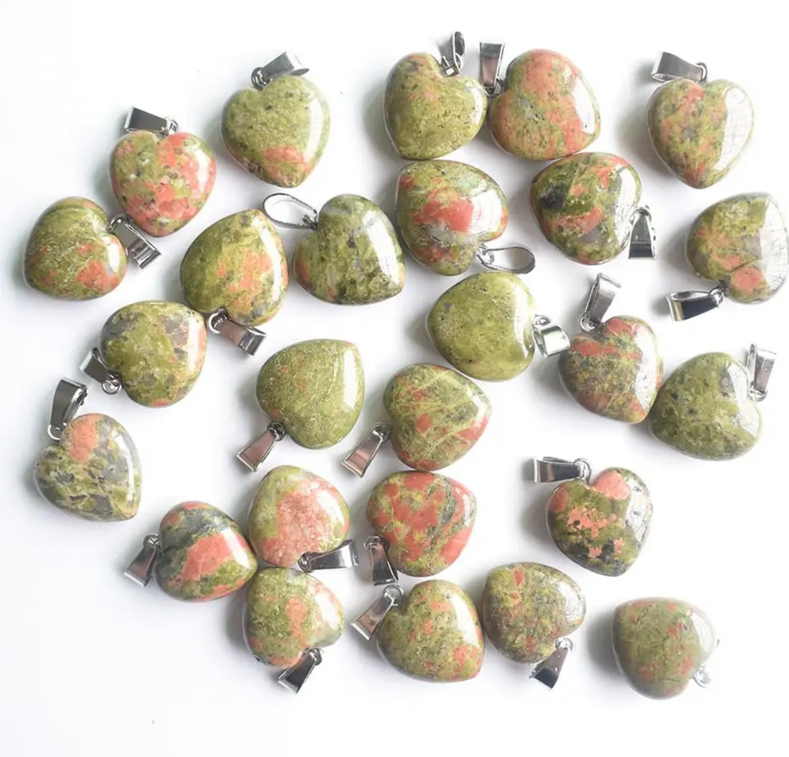 Natural Stone Heart Charms