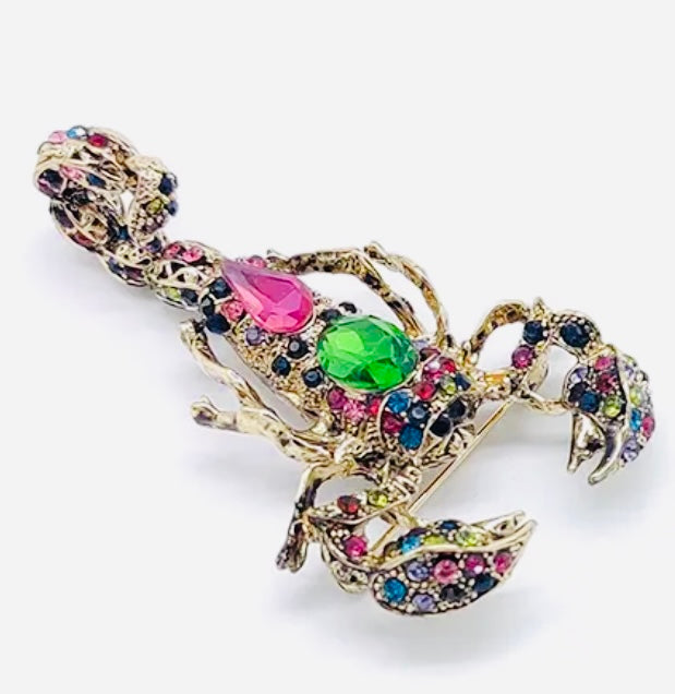 Stunning Scorpion Crystal Brooch