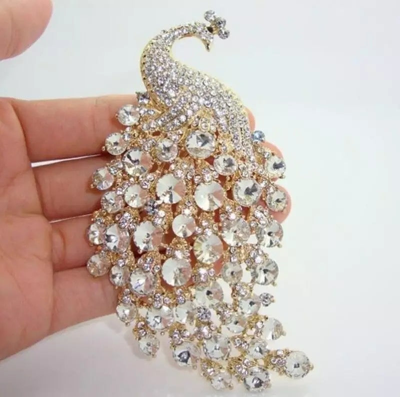 Exquisite Rhinestone Cubic Zirconia Peacock Brooch