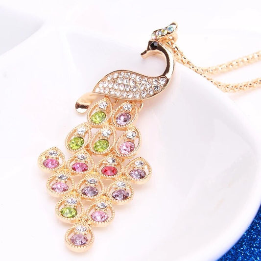 Exquisite Cubic Zirconia Peacock Pendant