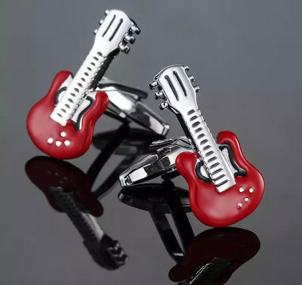 Red Guitar Cufflinks