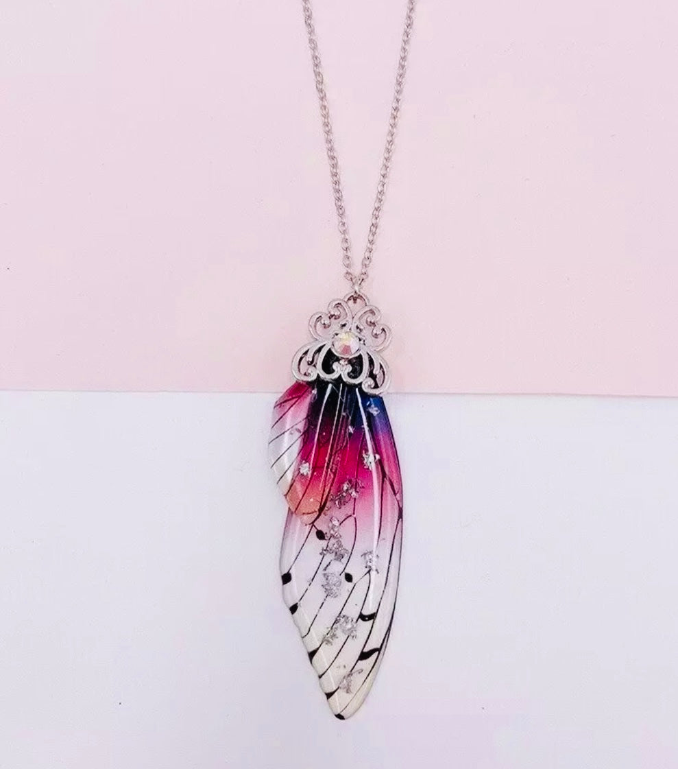 Fairy Wing Rhinestone Resin Pendants