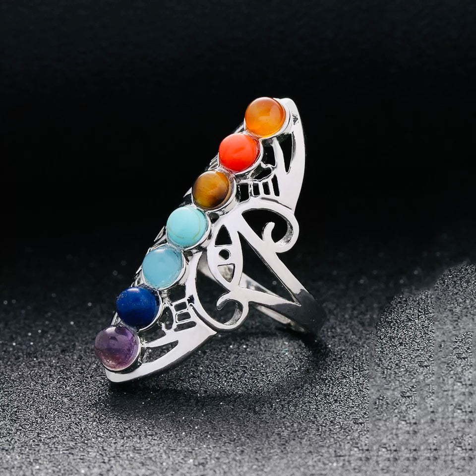 7-Chakra Natural Stone Ring