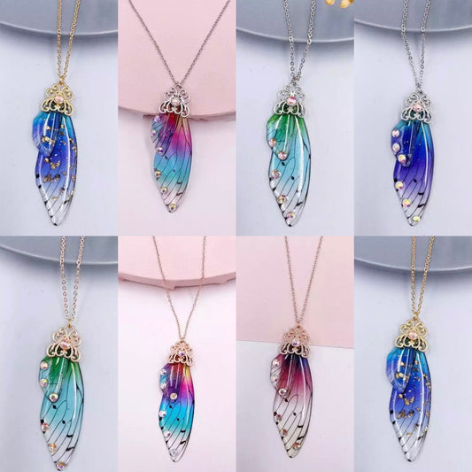 Fairy Wing Rhinestone Resin Pendants