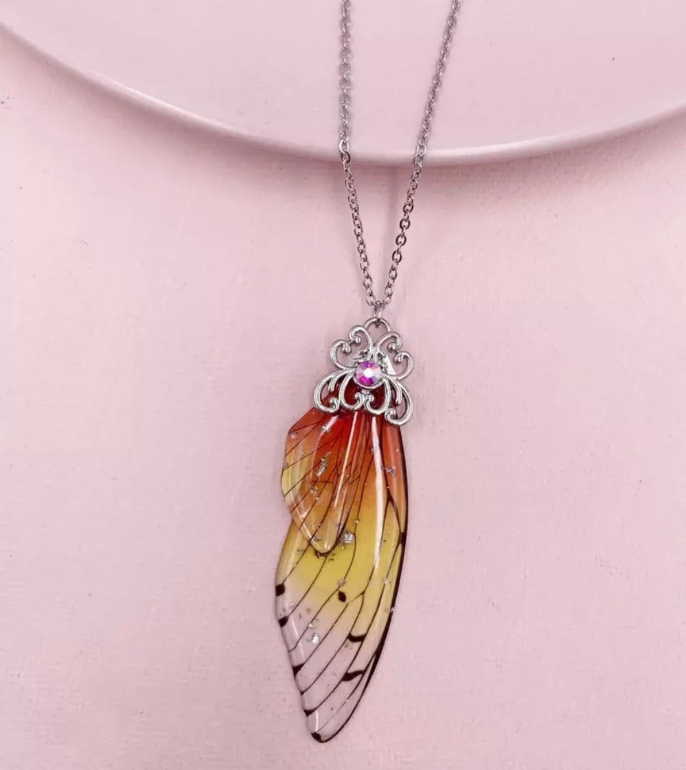 Fairy Wing Rhinestone Resin Pendants
